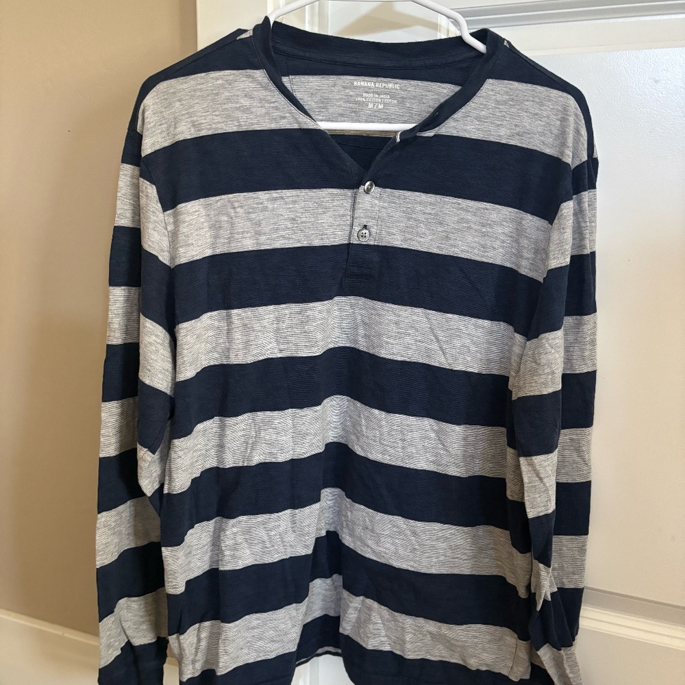 BANANA REPUBLIC - LONG SLEEVE COTTON STRIPED SHIRT